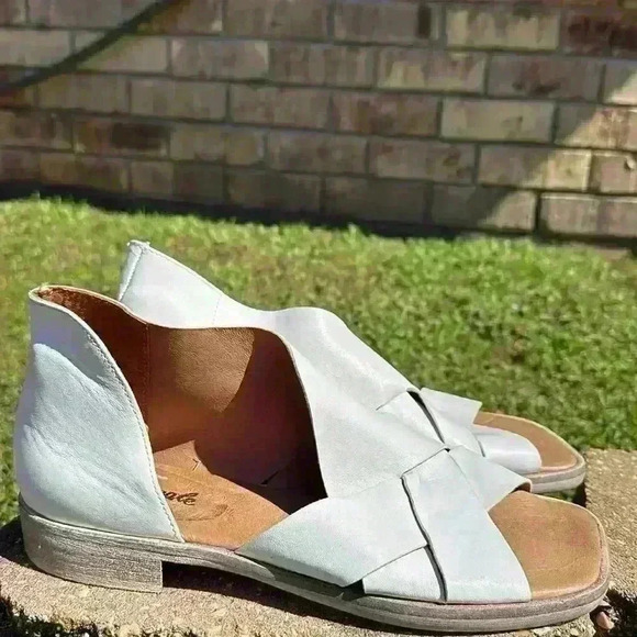 NWOT FREE PEOPLE women’s Sun Valley open toe stacked heel white Sandal sz EU 40 - Picture 7 of 12